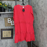Gl By Gibson Look Women's Split Neck Tiered Easy Fitting Dress 14194