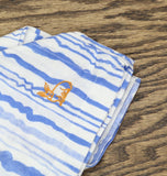 Coniglio Palm Beach 4 Printed Cotton Napkins Wiggle Stripe Light Blue 22" x 22"