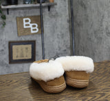 Dluxe By Dearfoams Shearling Moc with Fur Casing Slippers Chestnut Brown 7M