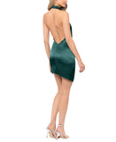 Blondie Nites Womens Juniors Satin Open-Back Halter Dress BC146 Hunter Green 17