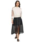 DKNY Womens Organza Cargo Skirt Sheer P4BNUWEN Black 2
