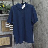 Vince Men's Variegated Textured Short Sleeve Polo Shirt Midnight Sky Blue XL
