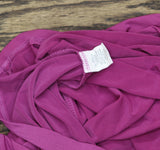 Ny Collection Puff Sleeve Sheer Inset Knit Pleated Blouse Top Magenta Pink L