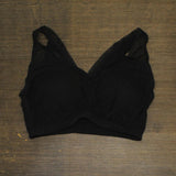 Rhonda Shear Womens Overlay Knit Bralette with Removable Pads Black 2X