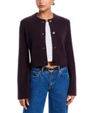 Aqua Womens 100% Cashmere Cropped Wide Sleeve Crewneck Cardigan Dark Brown 2XS