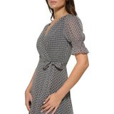 Tommy Hilfiger Womens Printed Faux Wrap Midi Dress A2AG1ZTF-005 Black Multi 16
