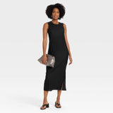 A New Day Women's Sleeveless Plisse Knit Dress 84139437 Black L