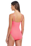 Bleu Rod Beattie Pique Ole Over the Shoulder One Piece Swimsuit Blush Pink 6
