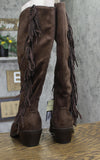 Universal Thread Patsy Tall Fringe Western Boots Cowgirl Chocolate Brown 8.5M