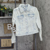 Style & Co. Womens Button Up Classic Denim Trucker Jacket Tropic Blue M
