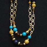 Boho Station Infinity Chain Link Beaded Necklace Gold Multi 36"