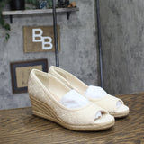Bandolino Womens Nuri Peep Toe Platform Wedge Sandals Cream Off White 8.5M
