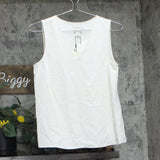 Calvin Klein Womens Sleeveless V-Neck Blouse Top 44C191G Tofu Off White XS