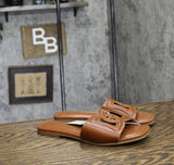 A New Day Womens Deidra Slide Sandals 92611841 Cognac Brown 8M