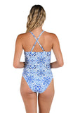 La Blanca Womens High Neck Keyhole Tankini Swimsuit Top Blue / Alboran Sea 18W