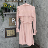 LC Lauren Conrad Womens Woven Rough Knit Open Front Belted Cardigan Dirty Pink M