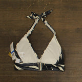 Anne Cole Womens Marilyn Palm Printed Halter Bikini Swim Top Black / White D