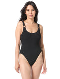Vince Camuto Womens Textured Scoop Neck Ring One Piece Swimsuit V1L099 Black 4