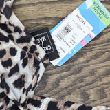 Swim Solutions Size Knotted Flyaway Fauxkini One-Piece Swimsuit Brown Animal 20W