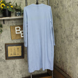 Belldini Size Rhinestone-Trim Belted Duster Cardigan Sweater Chambray Blue 1X