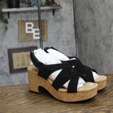 Clarks Nerisa Grace Wedge Cork Sandal 26187243 Black Nubuck 8.5M