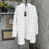Love Ever After Womens Fuzzy Hooded OversiZe Open Front Cardigan White / Brown L