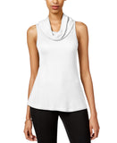Ultra Flirt Juniors Sleeveless Cowl-Neck Knit Top White S