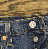 Levi's Womens Distressed 501 Button Fly Straight Leg Jeans Wash Blue 28x30