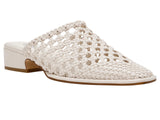 Steve Madden Dessa Woven Open Back Block Heel Mules DESS04S1 Bone Off White 5.5M