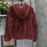 Wild Fable Short Faux Fur Fuzzy Jacket 94774777 Burgundy Red XL