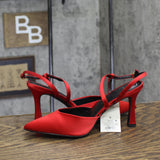 A New Day Womens Rosemary Heels Satin Strappy 94646857 Red 8M