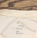 A New Day Womens Slim Fit Long Sleeve Top 94618974 Cream Off White L
