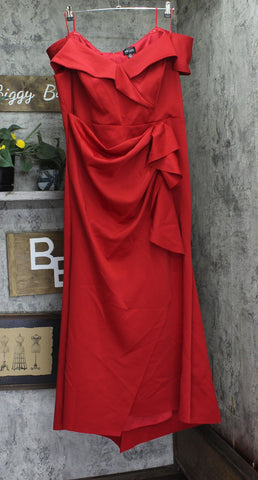 Xscape Long Off the Shoulder Scuba Crepe Dress Gown 4793XW Red 22W