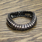Chico's Elastic Stretch Interlocked Beaded Bracelet Black / Silver Gray