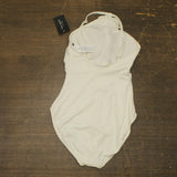 Kate Spade New York Rosette Highneck One-Piece Swimsuit Ivory Off White XS