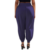 White Mark Womens Plus Knit Pull On Jogger Pants PS560-NAVY1XL Navy Blue 1X