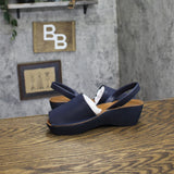 Kenneth Cole Reaction Womens Fine Glass Slingback Platform Sandal Navy Blue 5M