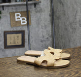 A New Day Womens Nina Raffia Wide Width H-Band Slide Sandals Beige Brown 7.5W