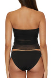 Becca Womens Bandeau Muse Tankini Mesh Top Swim 733557 Black XL