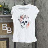 Freeze Womens Graphic Skull Roses T-Shirt Tee 1667d01a5e23a5 White XL