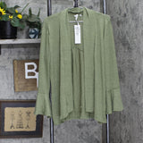 Ny Collection Womens Draped Bell-Sleeve Cardigan MKWR0274 Green L