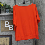 24Seven Comfort Apparel Round Neck Knit Boxy Blouse Shirt Top Burnt Orange XL