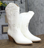 Universal Thread Studded Western Cowboy Boots Memory Foam Insole Off White 10M