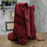 Sugar Ollie Women's Over-the-Knee Dress Boots SGR-OLLIE Burgundy Micro Red 8M