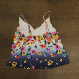 Anne Cole Floral Gradient Triangle Tankini Top Swim Gradient Floral Blue L