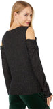 Tommy Hilfiger Womens Long Sleeve Could Shoulder Top J2IH6834 Black / Gold L