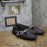 Journee Collection Womens Naveah Mesh Studded Flats NAVEAH Black 8.5M