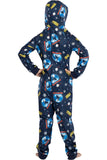 Intimo Polar Express Hooded Footless One-Piece Union Suit Blue Multi XXS/XS
