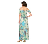 Aidan Mattox by Adrianna Papell Floral Jacquard Pleated Gown Dress Blue Multi 18