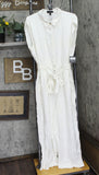 ELLA Rafaella Womens Plus Size Linen Blend Sleeveless Jumpsuit White 1X